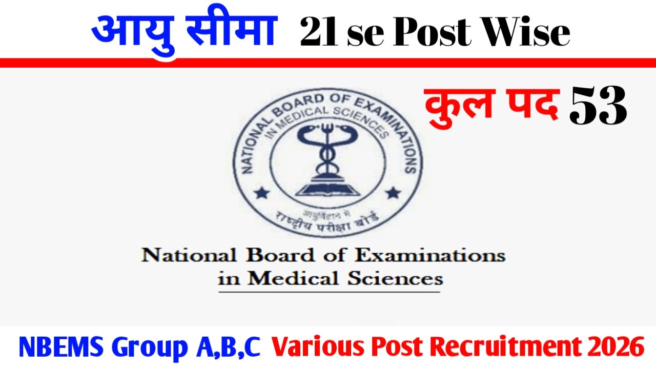 NBEMS ग्रुप A, B, C विभिन्न पदों पर भर्ती 2026